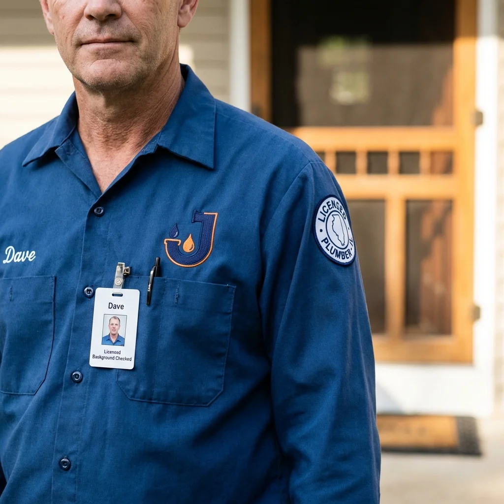 Licensed plumber showing ID badge in Cleveland, TN
